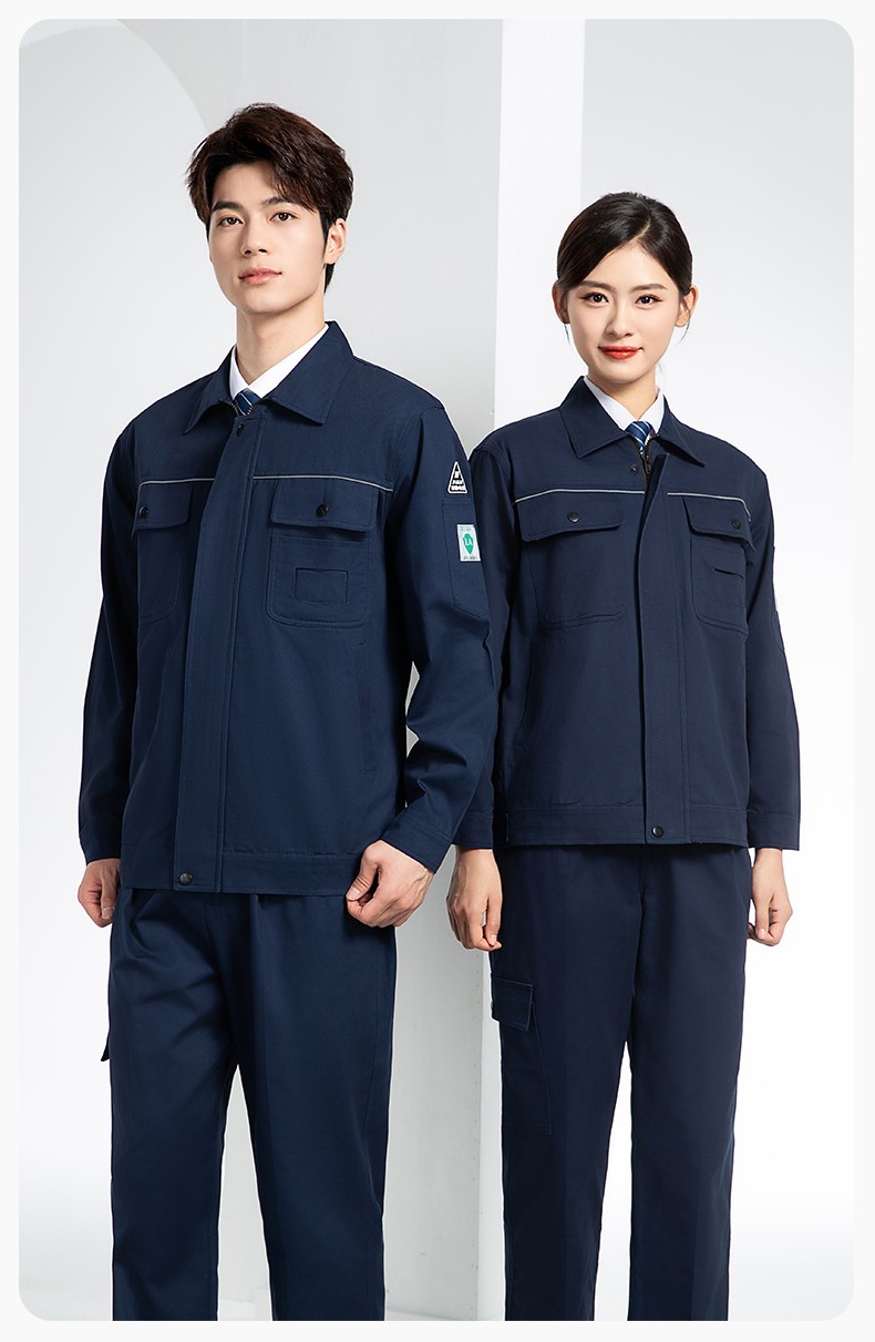 FJD8099 春秋纯棉防静电工作服套装定制电网化工厂汽修车间耐磨反光劳保服(图15)