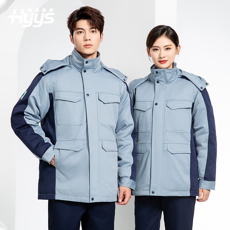 JC-3D02M 冬季防静电棉服定制工作服拼色CVC工装加油站机修车间厂服劳保服