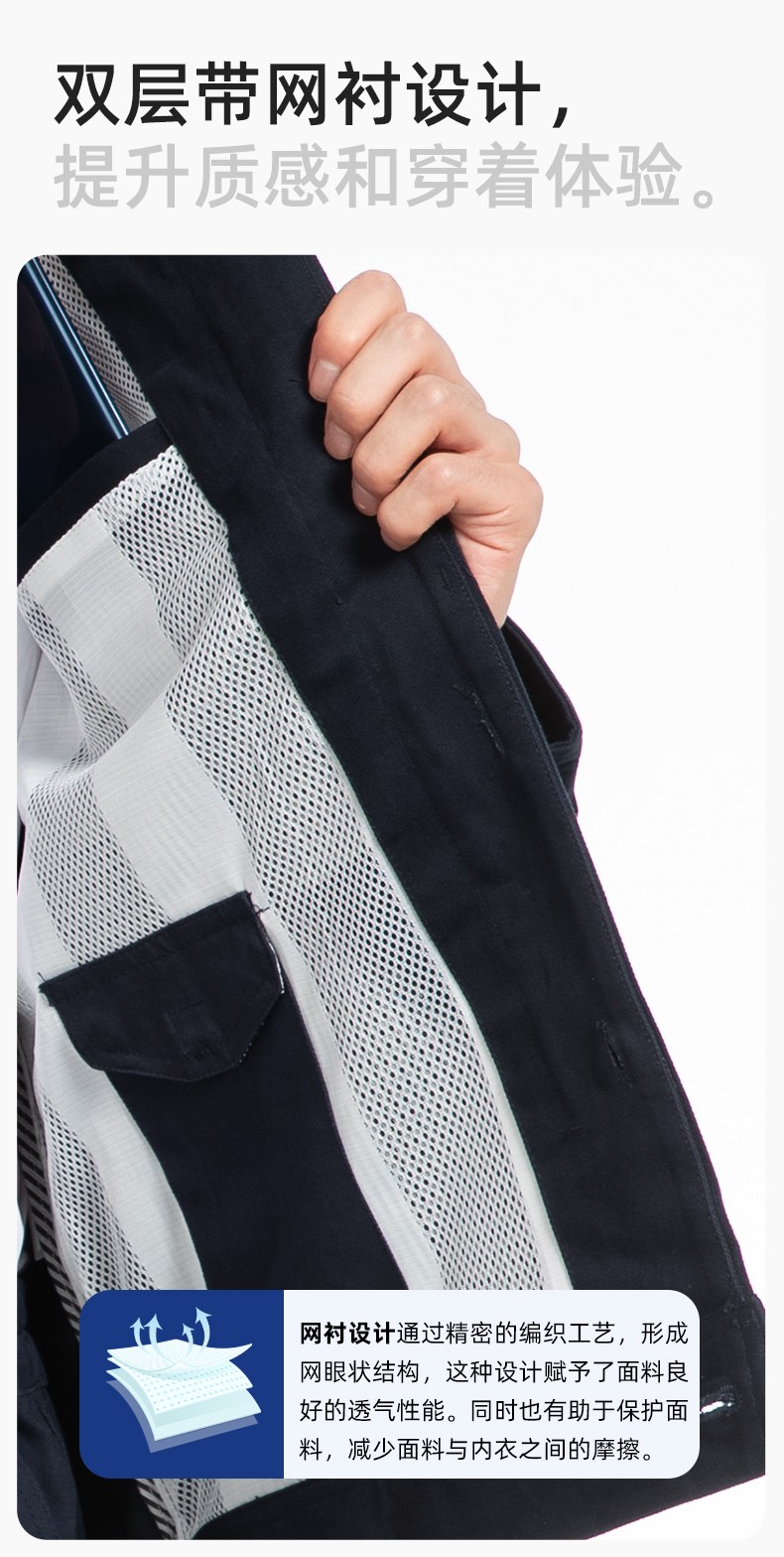 RD-8506 春秋纯棉双层带网布耐磨透气电焊工地干活工装定制(图4)