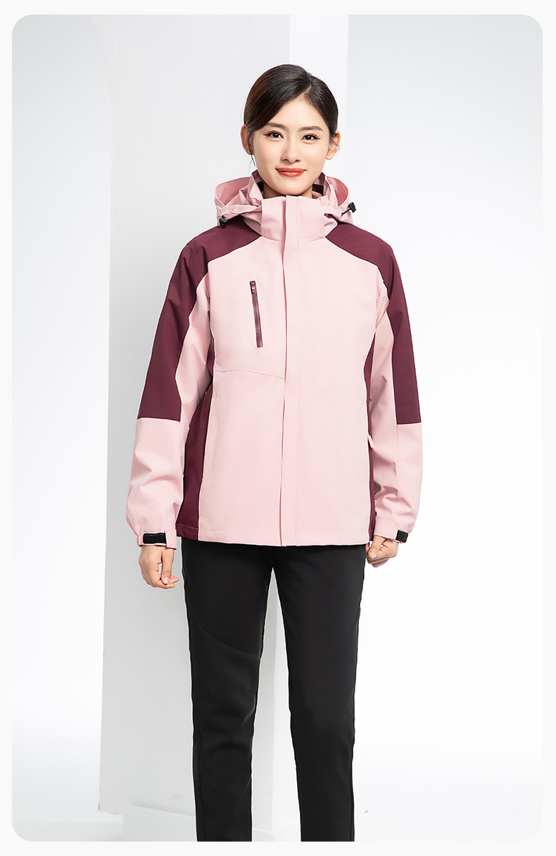 YX-X23 拼色工作服冲锋衣外套男加绒可拆卸企业学校工装印字登山骑行服定制(图13)