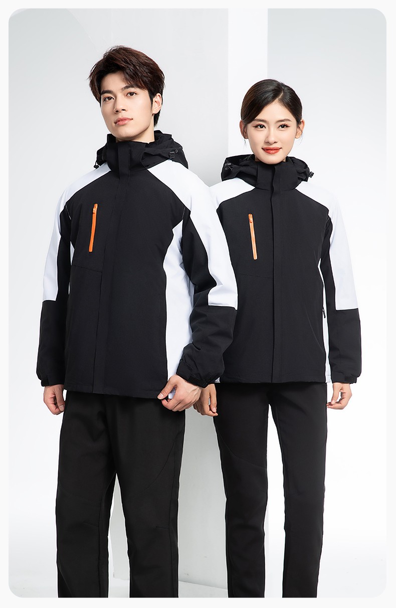 YX-X23 拼色工作服冲锋衣外套男加绒可拆卸企业学校工装印字登山骑行服定制(图17)