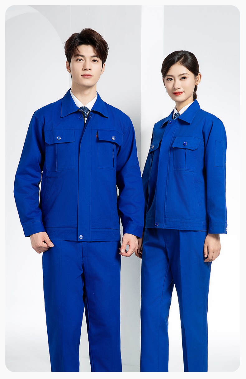 QM2094S 春秋纯棉双层工作服套装定制耐磨全棉劳保服工装上衣劳动厂服(图13)