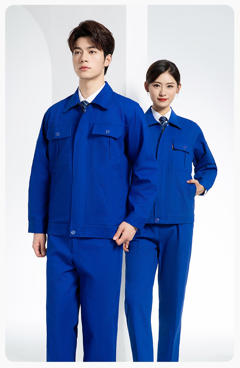 QM2094S 春秋纯棉双层工作服套装定制耐磨全棉劳保服工装上衣劳动厂服(图14)