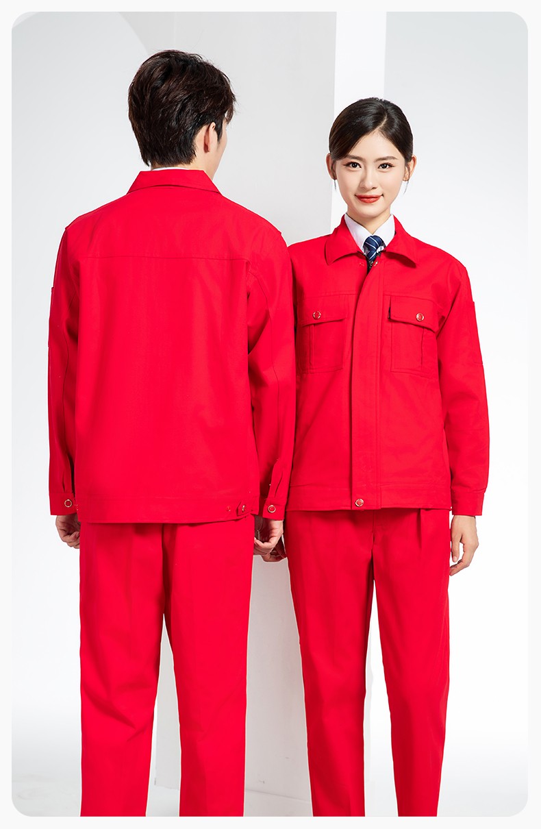 QM2094S 春秋纯棉双层工作服套装定制耐磨全棉劳保服工装上衣劳动厂服(图18)