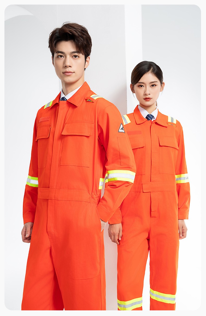 QM8057 全棉长袖连体工作服反光条劳保服机修服中海油工作服套装(图12)
