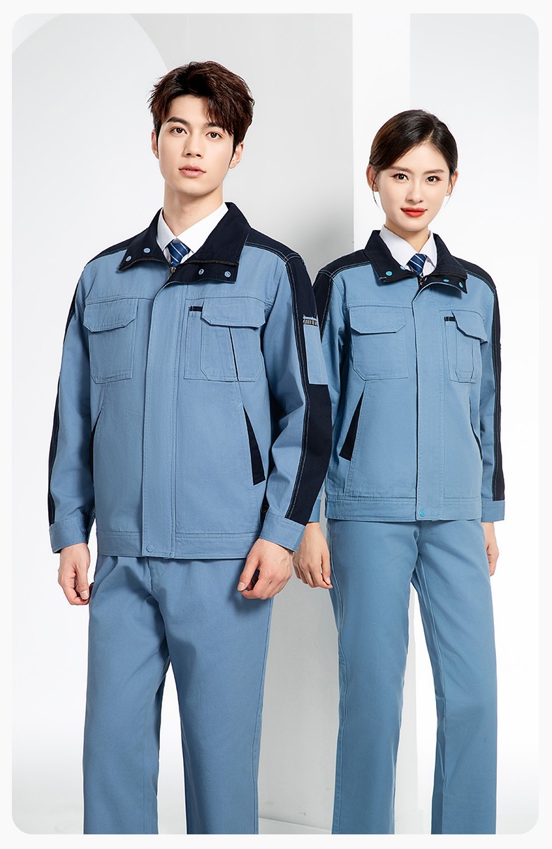 JC-20142 纯棉春秋工作服套装男加厚工厂车间服耐磨全棉汽修服劳保服定制(图13)