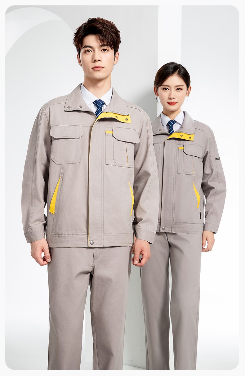 JC-20142 纯棉春秋工作服套装男加厚工厂车间服耐磨全棉汽修服劳保服定制(图16)