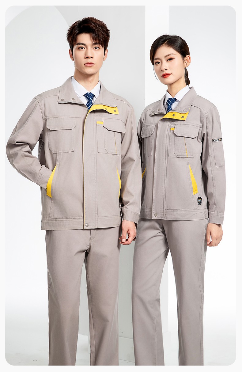 JC-20142 纯棉春秋工作服套装男加厚工厂车间服耐磨全棉汽修服劳保服定制(图15)