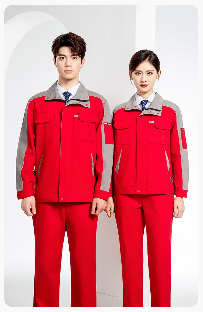 JC-20142 纯棉春秋工作服套装男加厚工厂车间服耐磨全棉汽修服劳保服定制(图18)