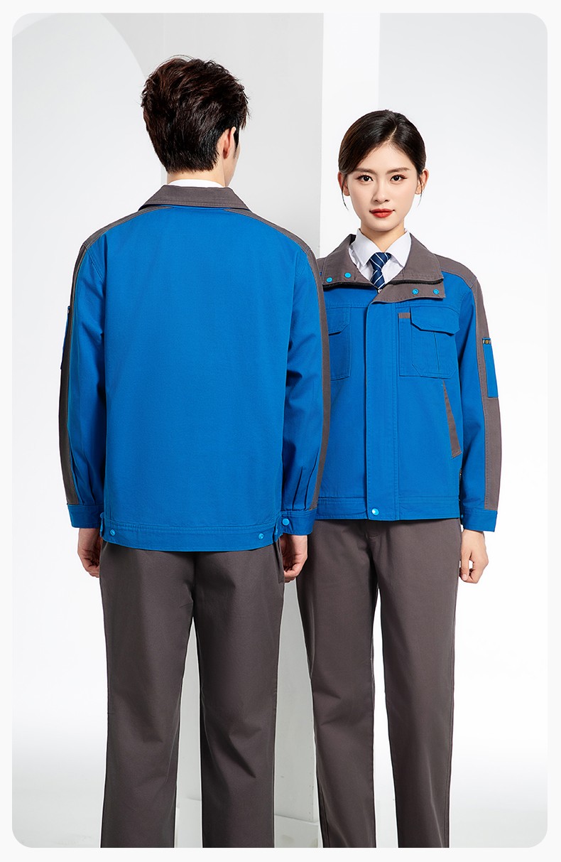 JC-20142 纯棉春秋工作服套装男加厚工厂车间服耐磨全棉汽修服劳保服定制(图20)