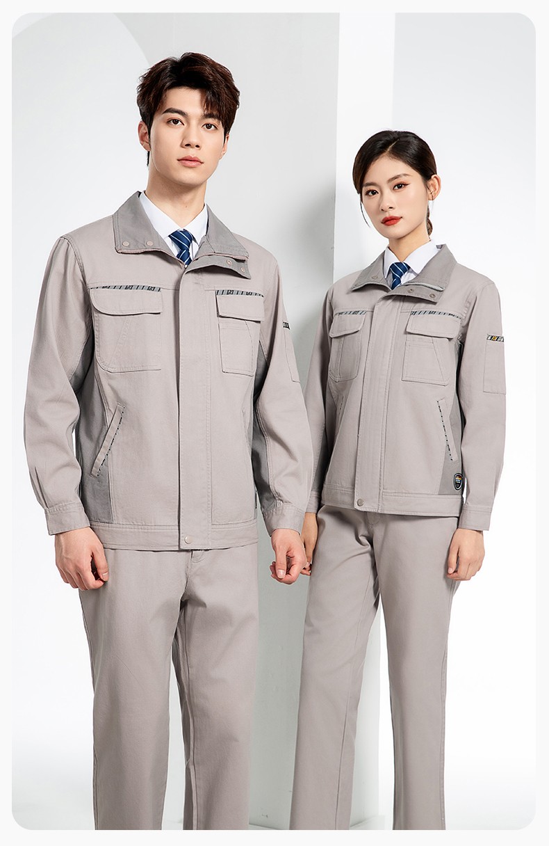 JC-20143 纯棉春秋工作服套装男拼色全棉工装汽车维修厂车间劳保服可定制(图14)