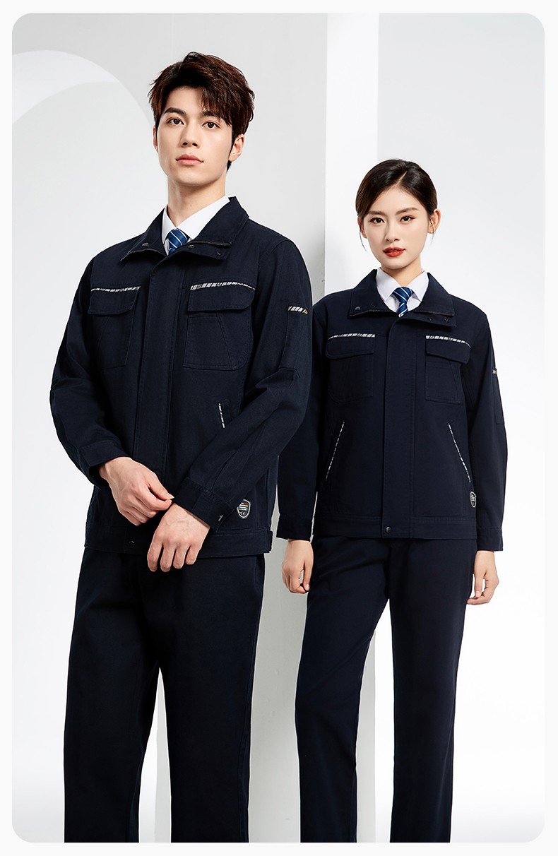 JC-20143 纯棉春秋工作服套装男拼色全棉工装汽车维修厂车间劳保服可定制(图16)