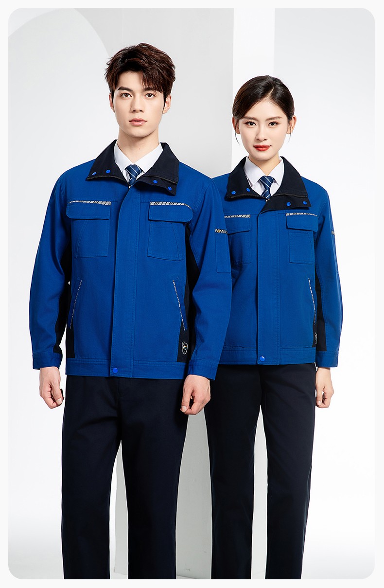 JC-20143 纯棉春秋工作服套装男拼色全棉工装汽车维修厂车间劳保服可定制(图21)