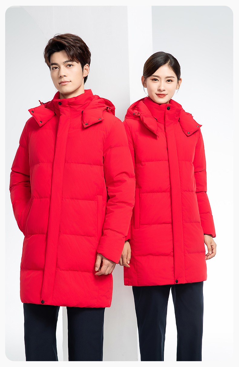 RH-6013 冬季羽绒长款棉衣工作服纯色一体棉服工装男女工厂商超团体服定制(图14)