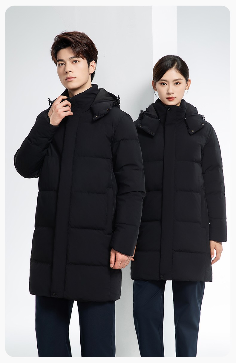 RH-6013 冬季羽绒长款棉衣工作服纯色一体棉服工装男女工厂商超团体服定制(图17)