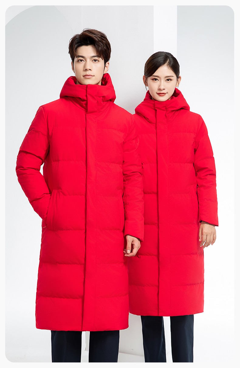 RH-6011 加长宽加厚80绒羽绒大衣 帽子可拆大红(图13)