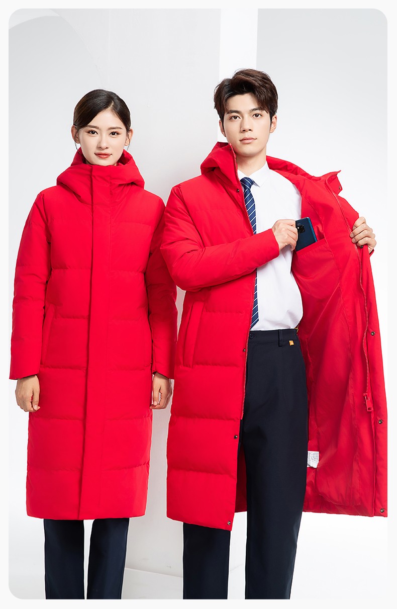 RH-6011 加长宽加厚80绒羽绒大衣 帽子可拆大红(图12)