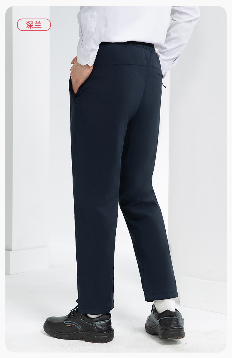 RH-8019 冬季羽绒工作服裤子纯色加绒保暖防寒松紧耐磨劳保裤工装裤定制(图15)