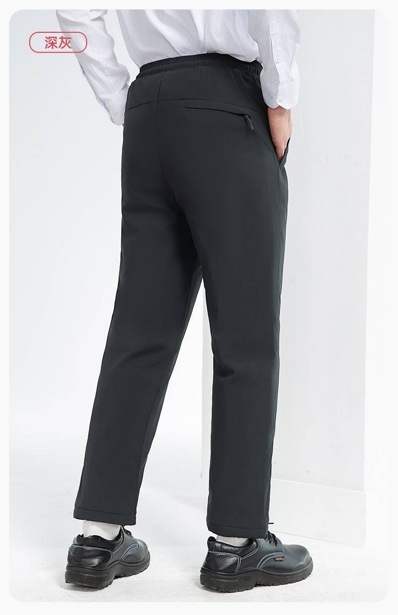 RH-8019 冬季羽绒工作服裤子纯色加绒保暖防寒松紧耐磨劳保裤工装裤定制(图17)