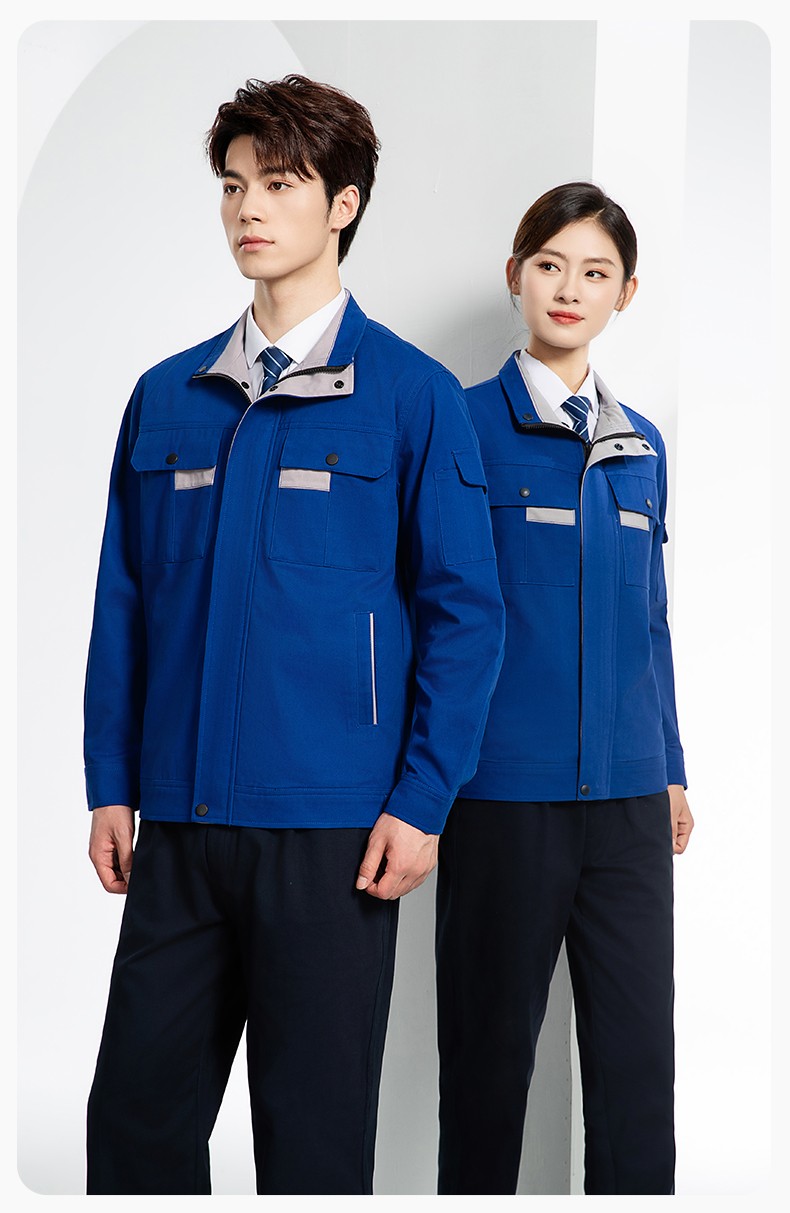 YJ-6901 春秋纯棉工作服套装印字男耐磨工作服机电维修工装定制劳保工作服(图15)