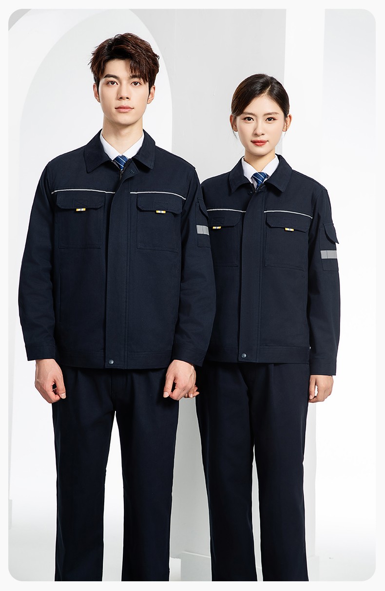 YJ-6902 纯棉工作服套装男印字定制春秋耐磨电力全棉工厂车间工装劳保厂服(图17)