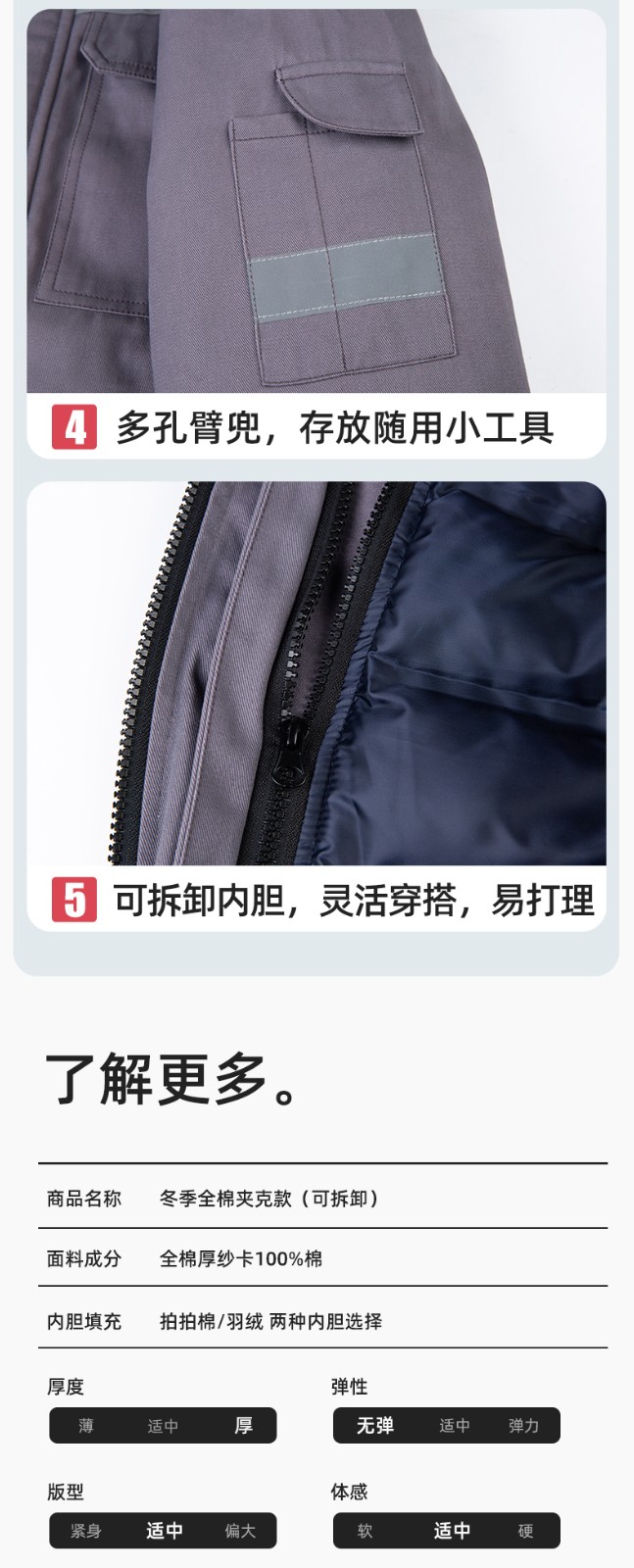 YJ-8901 冬季纯棉工作服棉服定制加厚保暖上衣外套电焊工厂劳保服棉袄印字(图15)