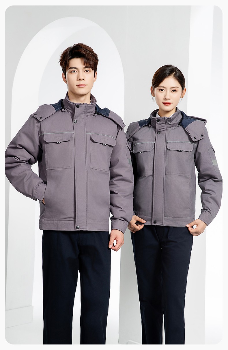 YJ-8901 冬季纯棉工作服棉服定制加厚保暖上衣外套电焊工厂劳保服棉袄印字(图21)
