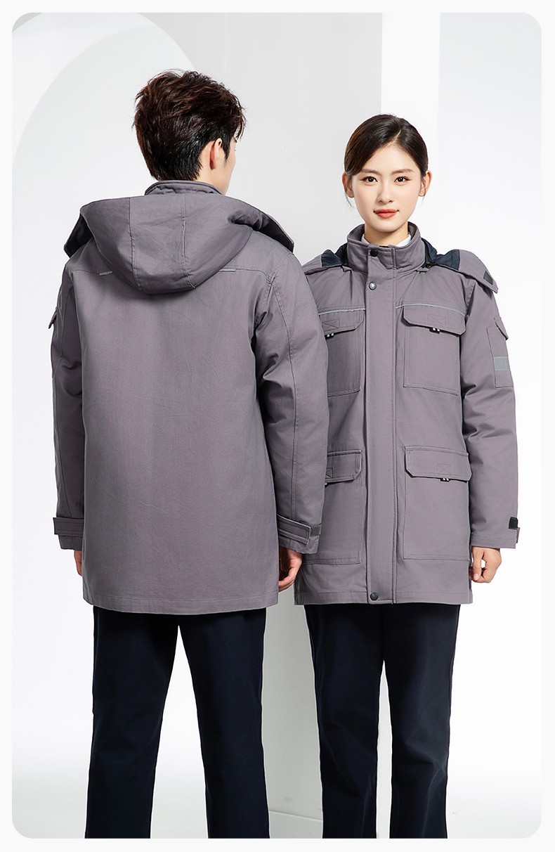 YJ-8902 冬季工作服男女印logo加厚保暖纯棉劳保服棉袄车间工厂服定制棉衣(图18)