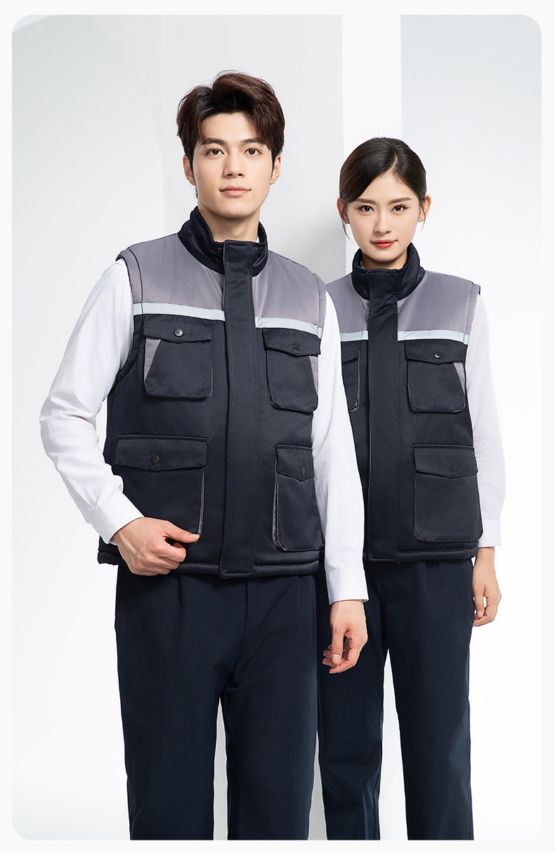 YJ-9902 秋冬工程棉马甲工装拼色团体广告志愿者马夹加厚保暖背心工装定制(图14)