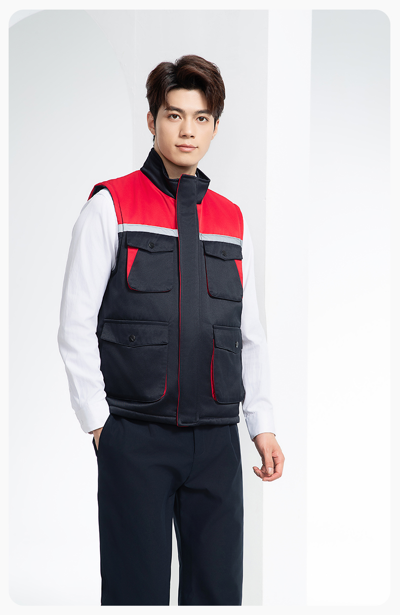 YJ-9902 秋冬工程棉马甲工装拼色团体广告志愿者马夹加厚保暖背心工装定制(图15)