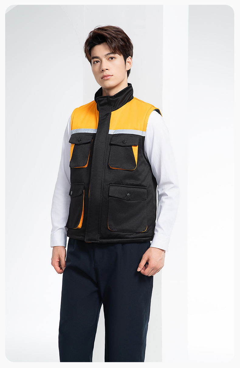 YJ-9902 秋冬工程棉马甲工装拼色团体广告志愿者马夹加厚保暖背心工装定制(图17)