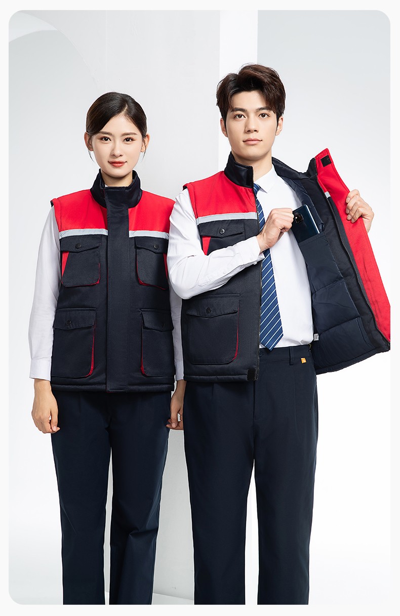 YJ-9902 秋冬工程棉马甲工装拼色团体广告志愿者马夹加厚保暖背心工装定制(图16)