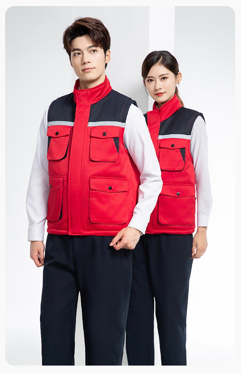 YJ-9902 秋冬工程棉马甲工装拼色团体广告志愿者马夹加厚保暖背心工装定制(图19)
