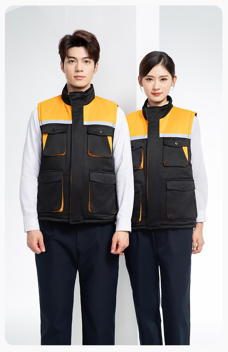YJ-9902 秋冬工程棉马甲工装拼色团体广告志愿者马夹加厚保暖背心工装定制(图18)