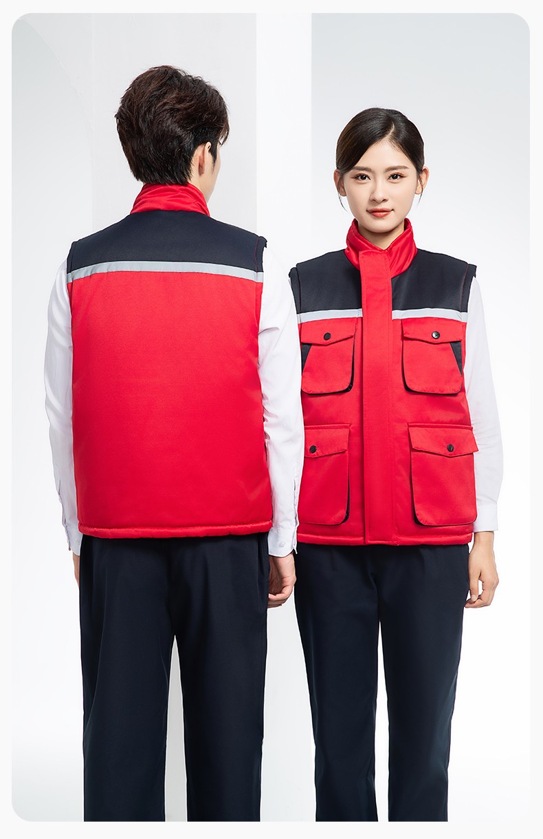 YJ-9902 秋冬工程棉马甲工装拼色团体广告志愿者马夹加厚保暖背心工装定制(图20)