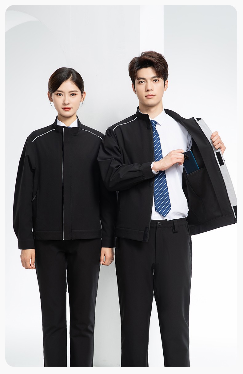 YJ-5608XM 软壳冲锋衣工作服春秋套装男纯色防风工装企业团体服机修服定制(图15)