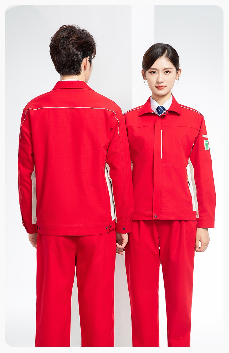 YJ-6513 春秋加油站防静电劳保工作服套装耐磨车间工装定制(图16)