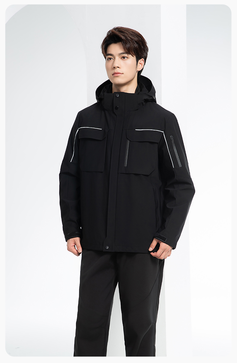 YJ-SK6016 冬季三合一冲锋衣工作服连帽防风防水加绒加厚印logo工装外套定制(图21)