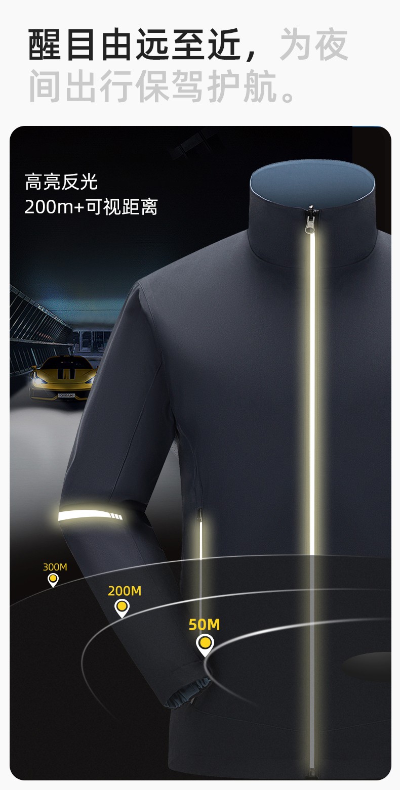 YJ-7001 高端工作服冲锋衣春秋双面企业公司行政商务高管员工长袖外套定制(图5)