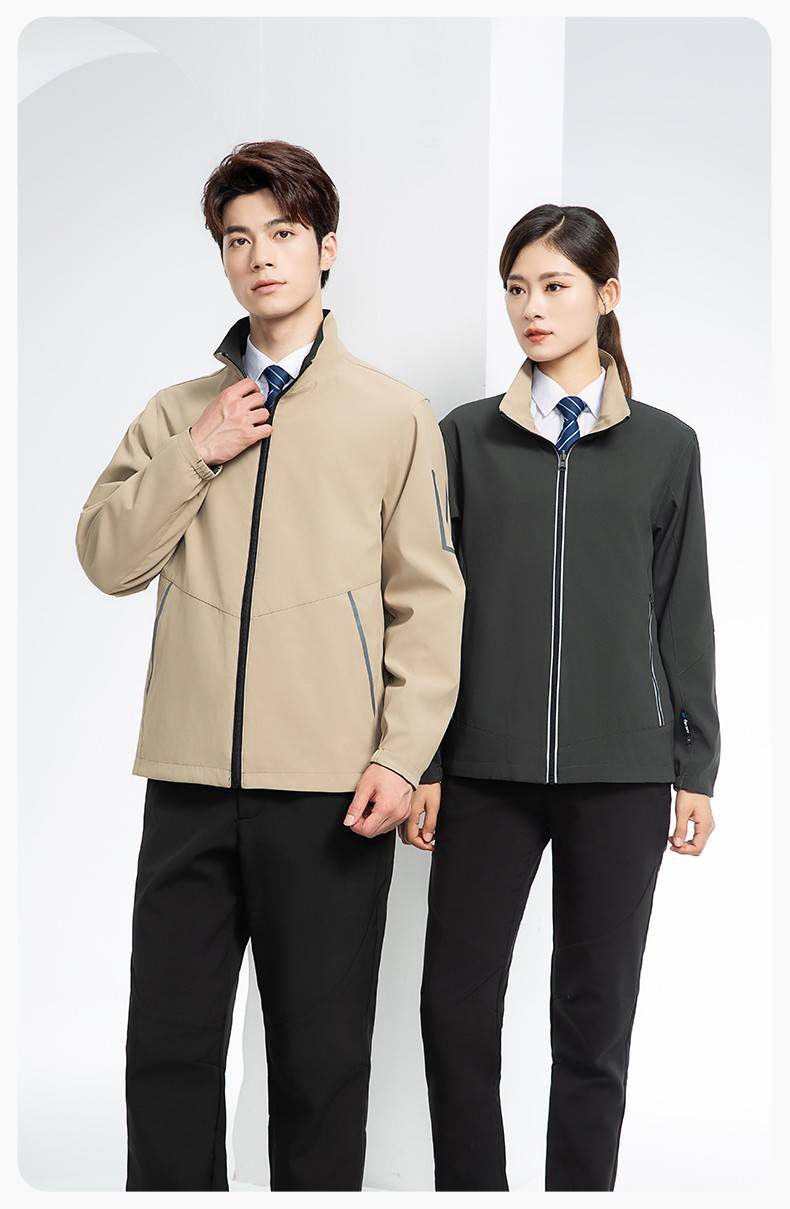 YJ-7001 高端工作服冲锋衣春秋双面企业公司行政商务高管员工长袖外套定制(图14)