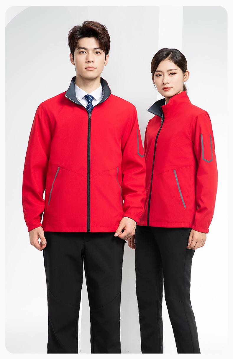 YJ-7001 高端工作服冲锋衣春秋双面企业公司行政商务高管员工长袖外套定制(图15)