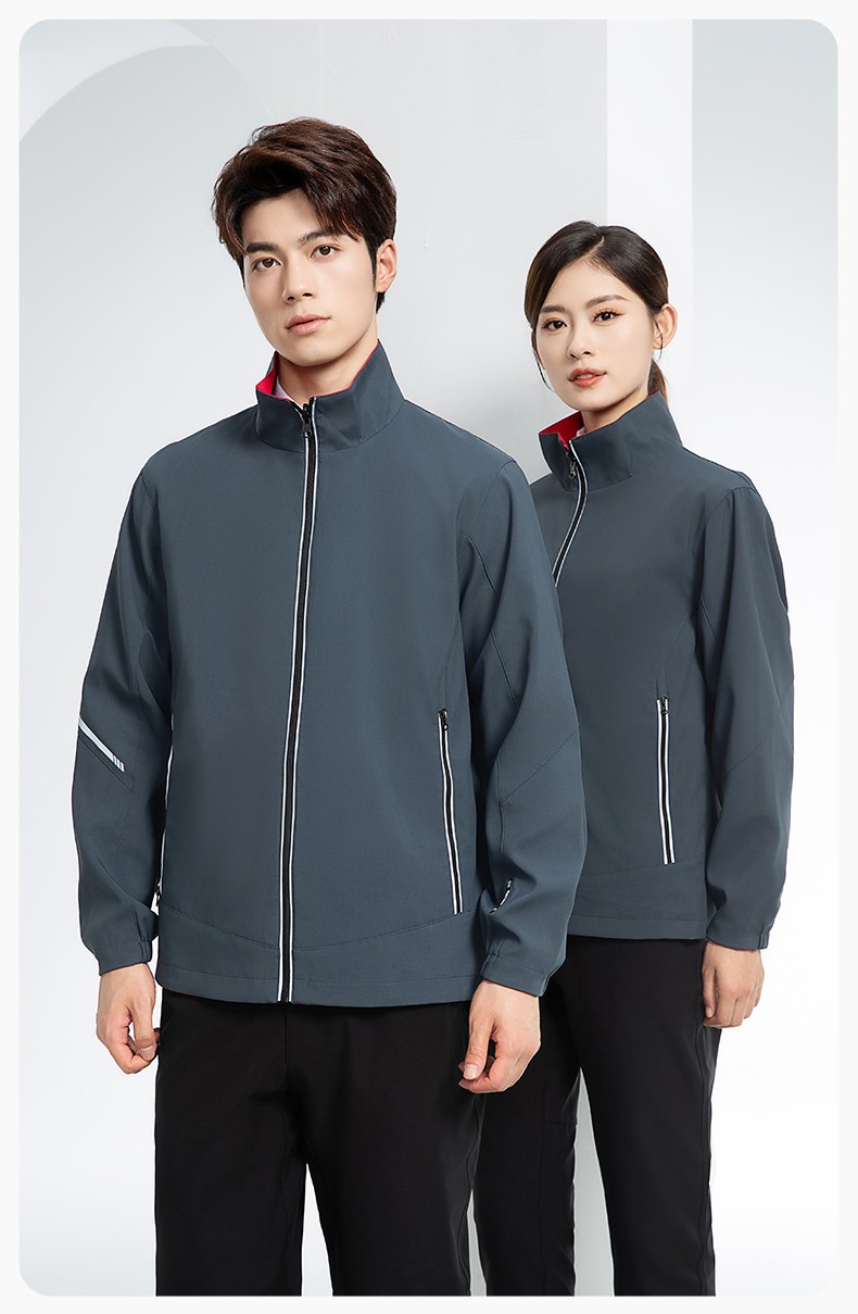 YJ-7001 高端工作服冲锋衣春秋双面企业公司行政商务高管员工长袖外套定制(图16)