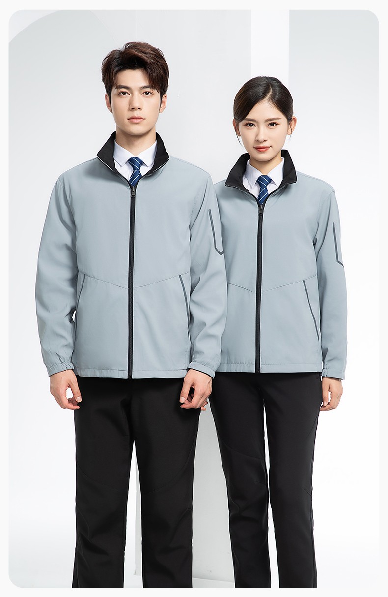 YJ-7001 高端工作服冲锋衣春秋双面企业公司行政商务高管员工长袖外套定制(图19)