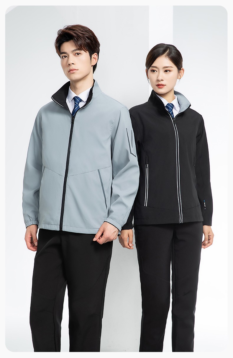 YJ-7001 高端工作服冲锋衣春秋双面企业公司行政商务高管员工长袖外套定制(图20)