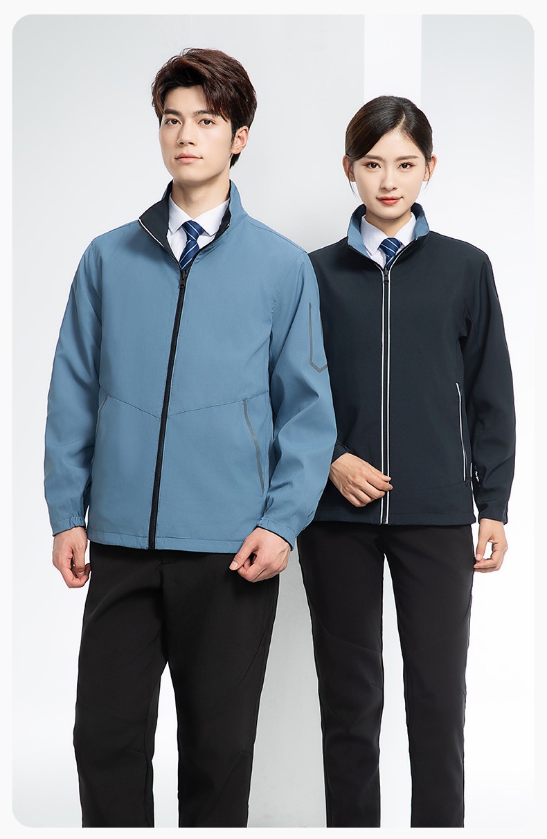 YJ-7001 高端工作服冲锋衣春秋双面企业公司行政商务高管员工长袖外套定制(图22)