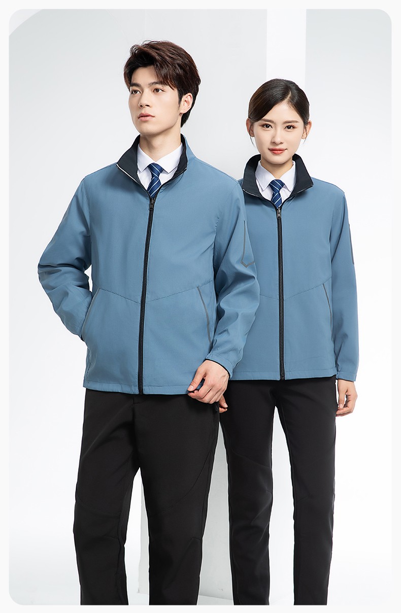 YJ-7001 高端工作服冲锋衣春秋双面企业公司行政商务高管员工长袖外套定制(图21)