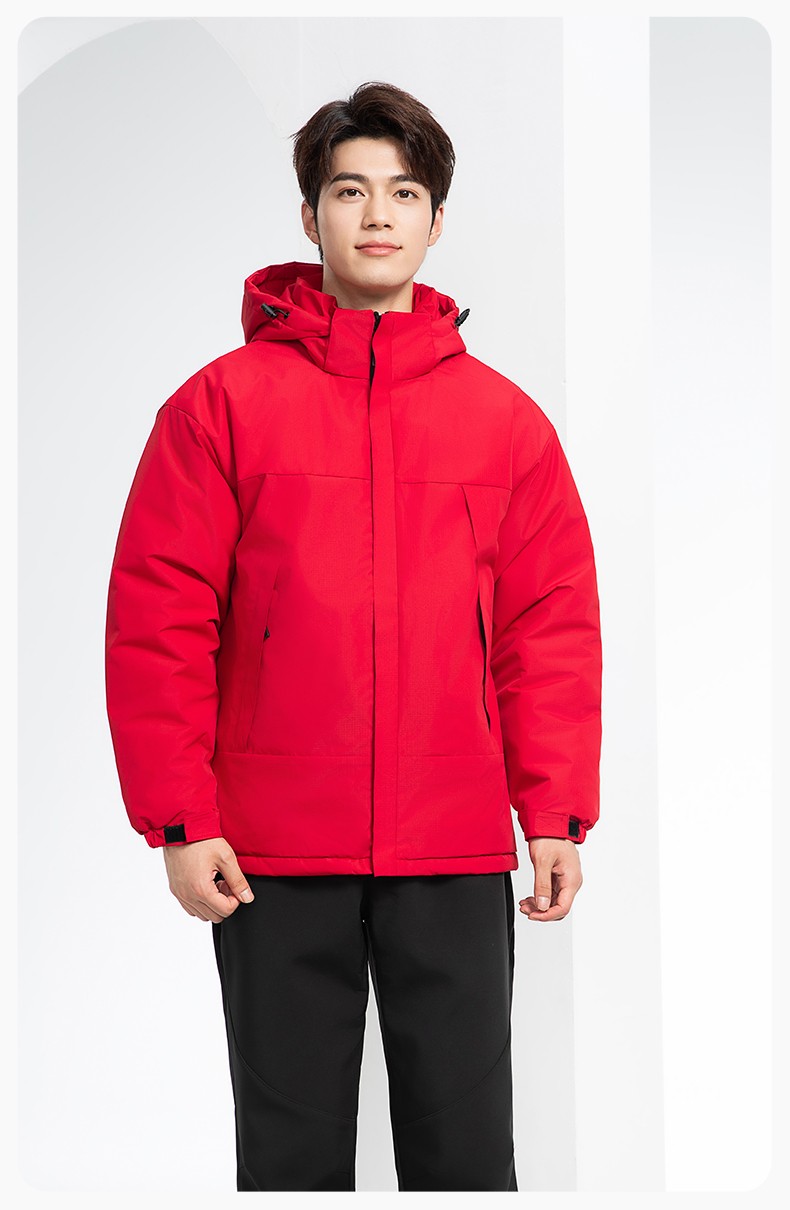 YJ-1915 冬季一体式冲锋衣男女纯色加绒防寒外套印LOGO公司团体服外套定制(图14)
