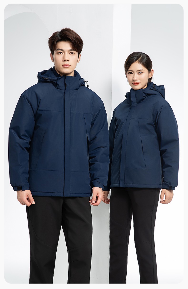 YJ-1915 冬季一体式冲锋衣男女纯色加绒防寒外套印LOGO公司团体服外套定制(图16)
