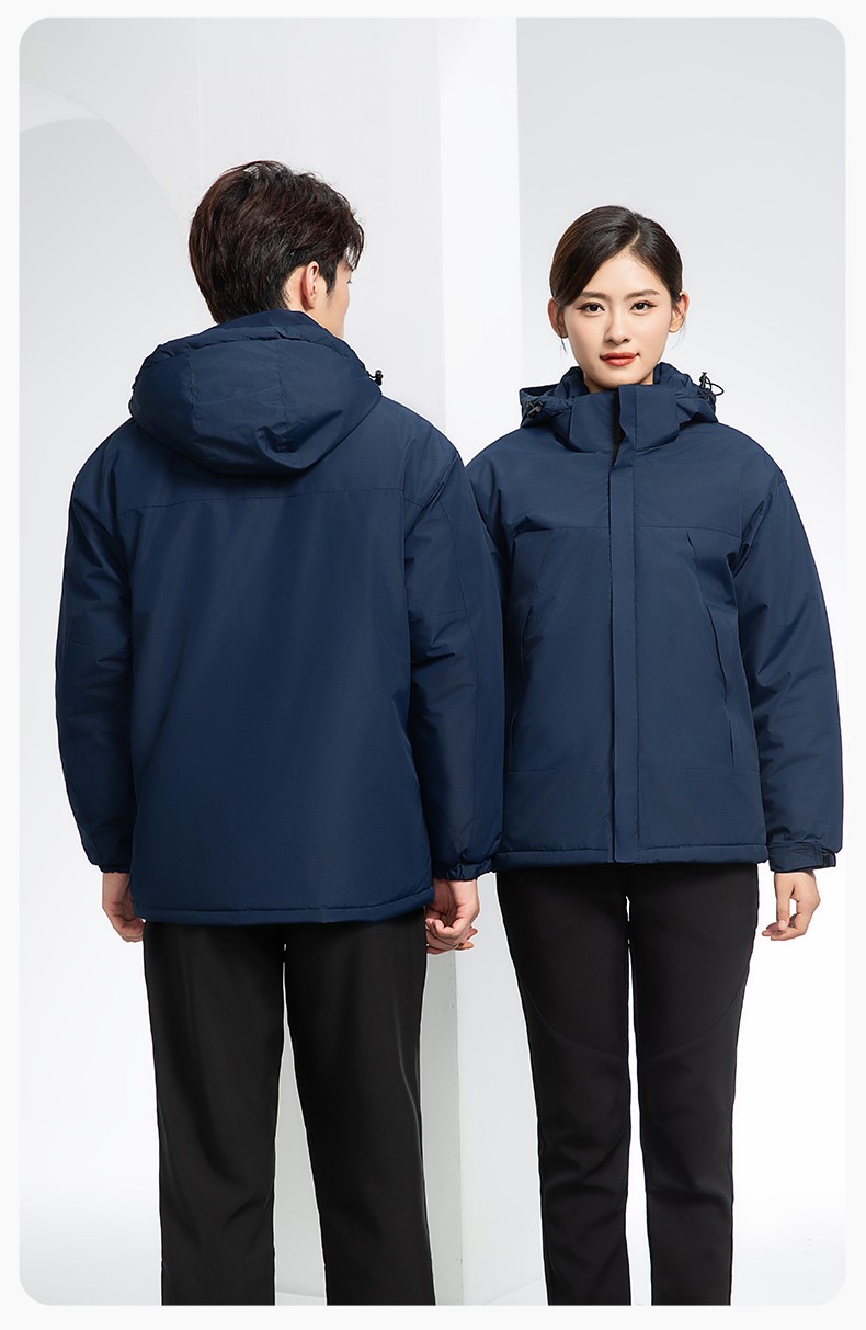 YJ-1915 冬季一体式冲锋衣男女纯色加绒防寒外套印LOGO公司团体服外套定制(图17)