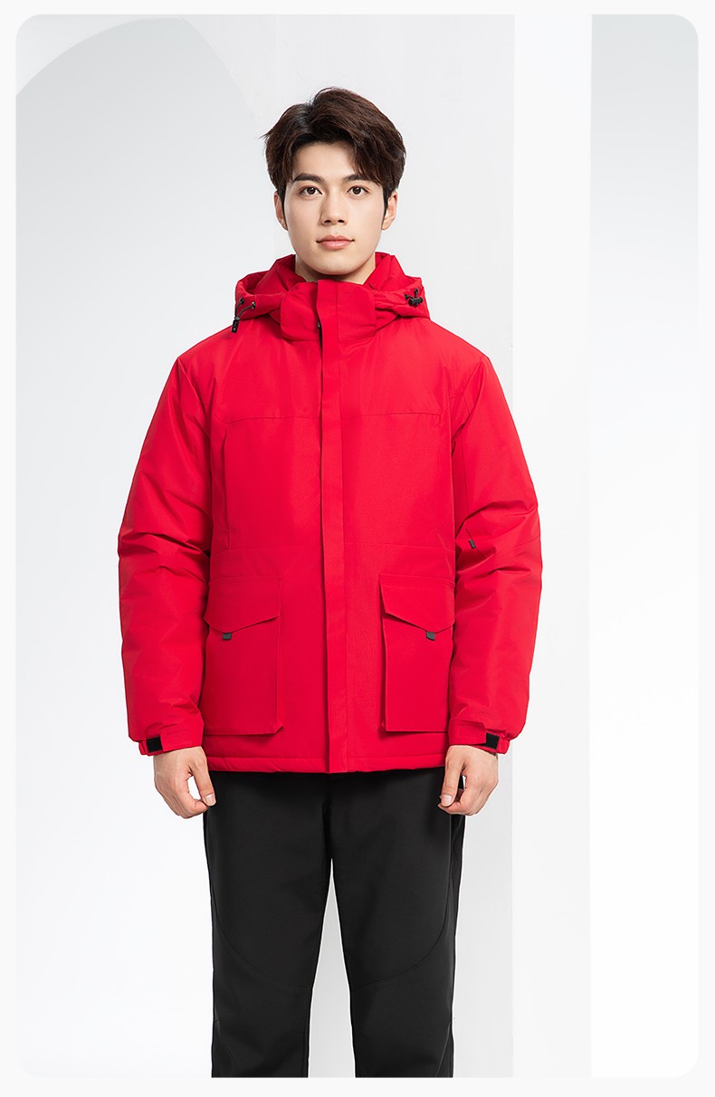 YJ-1916 冬季一体式纯色冲锋衣印LOGO男女兜盖加厚保暖外套企业团体服外套(图15)